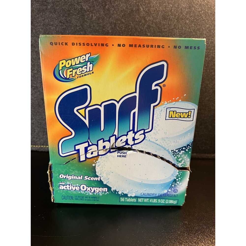 SURF Tablets Original Power Fresh Laundry Detergent Box Prop Soap VTG‎ 2001